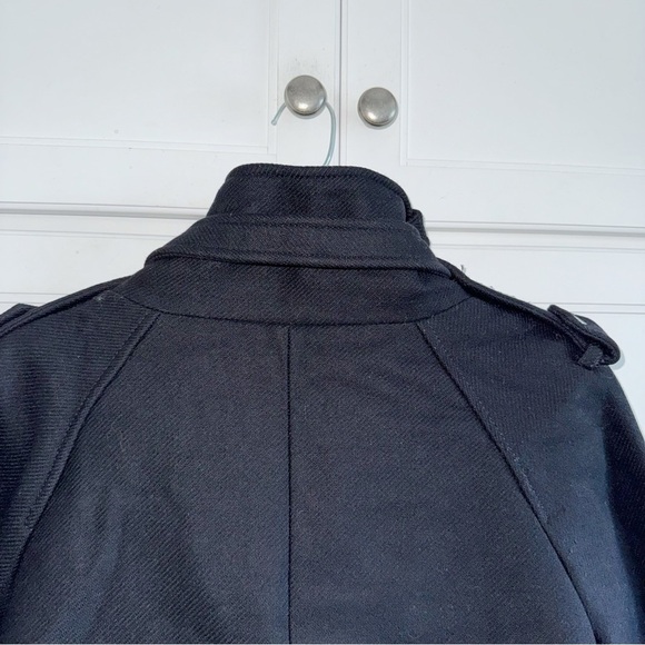 ZARA RARE BLACK COAT CAPE JACKET ASYMMETRICAL ZIP SIZE SMALL Peacoat Goth - Picture 9 of 13